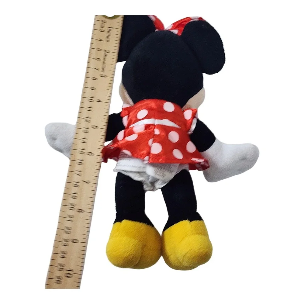 Disney Minnie Mouse Plush Stuffed Animal Red Polka Dot Dress 10 Inch Toy